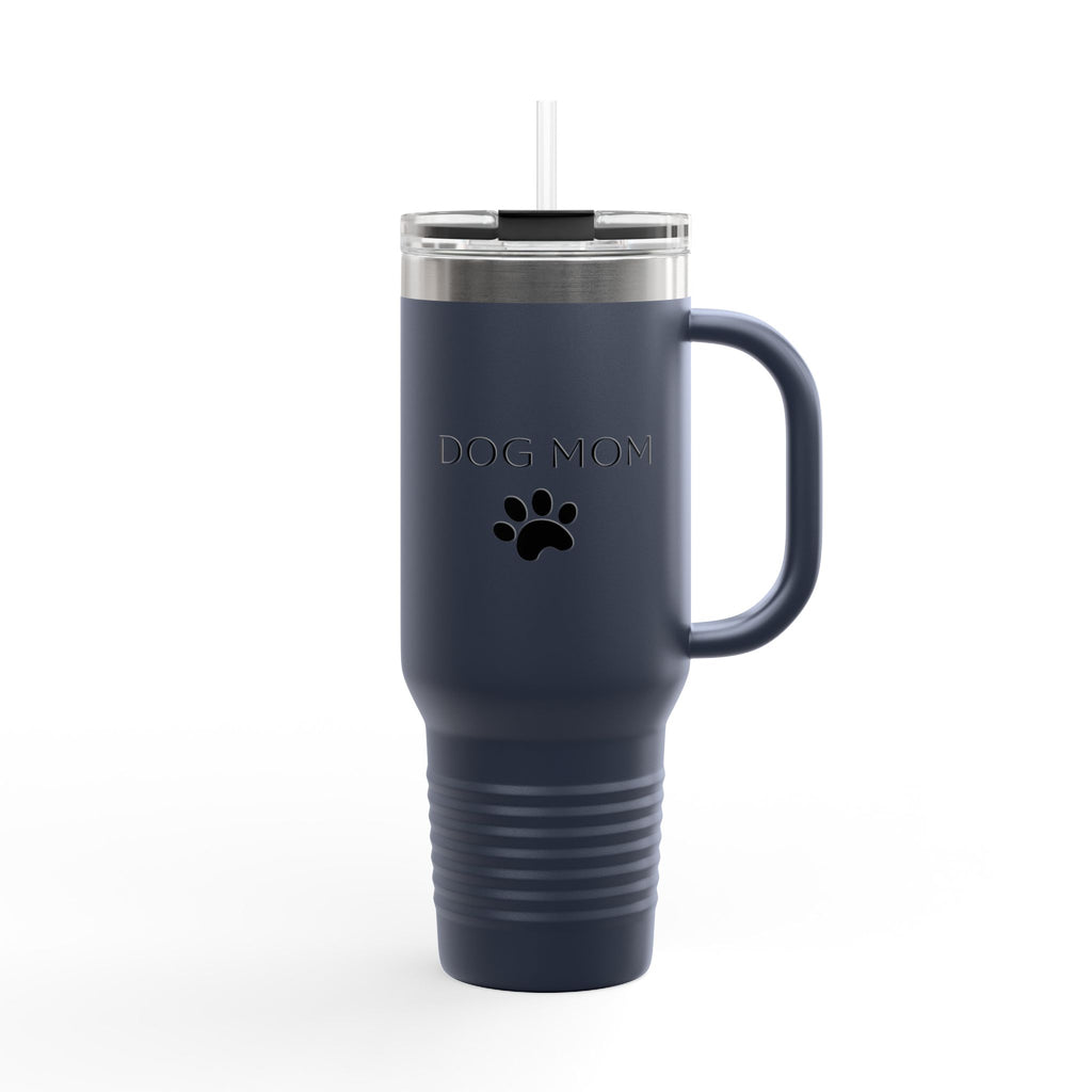 Dog Mom 40oz Insulated Travel Mug — Large Stainless Tumbler with Straw & Handle