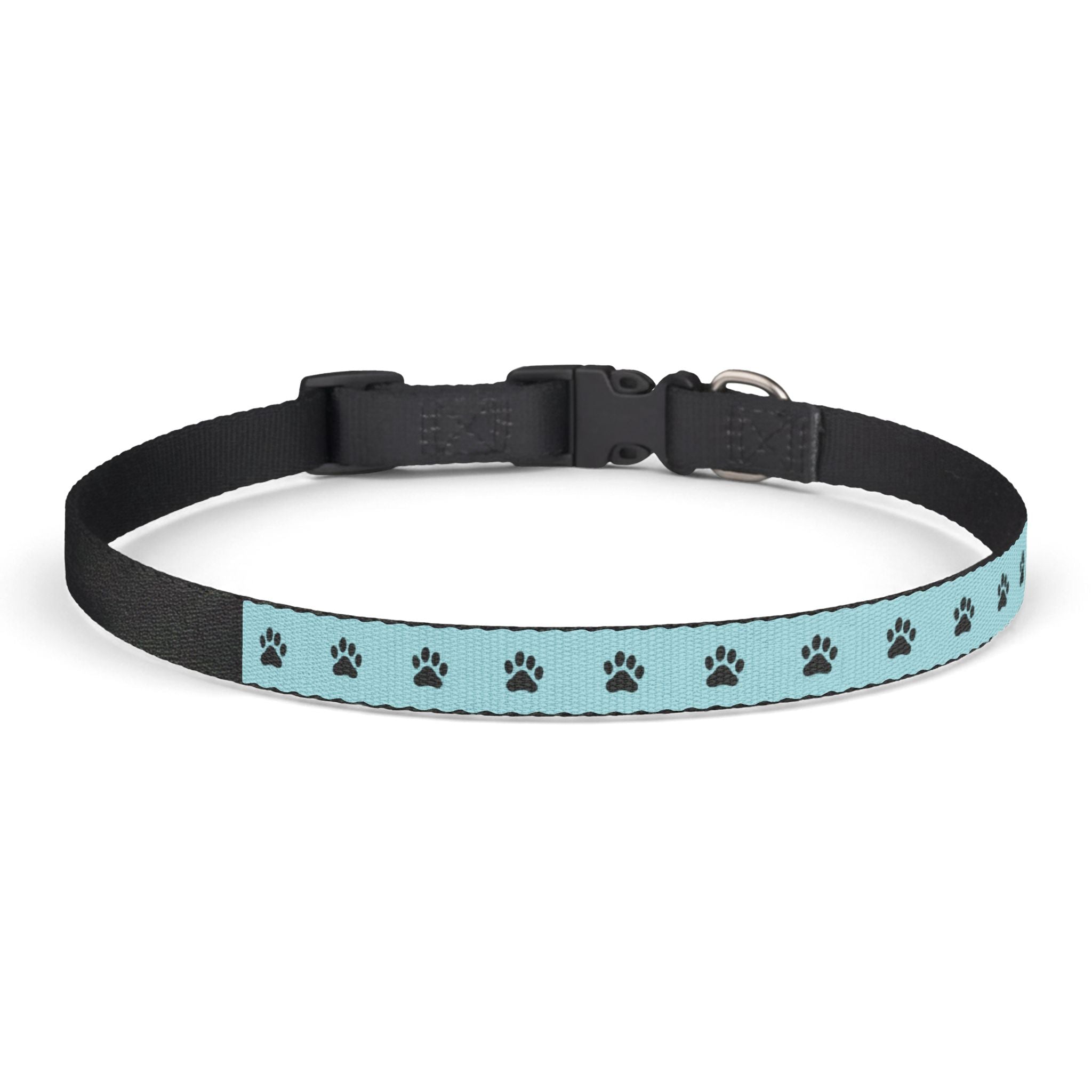 Aqua Paw Print Clip-On Pet Collar — Lightweight Adjustable Dog & Cat Collar