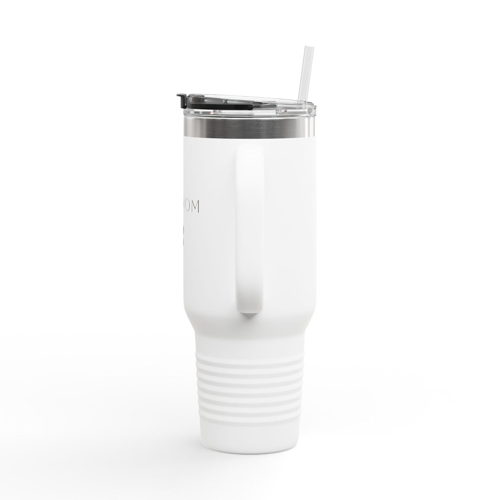 Dog Mom 40oz Insulated Travel Mug — Large Stainless Tumbler with Straw & Handle