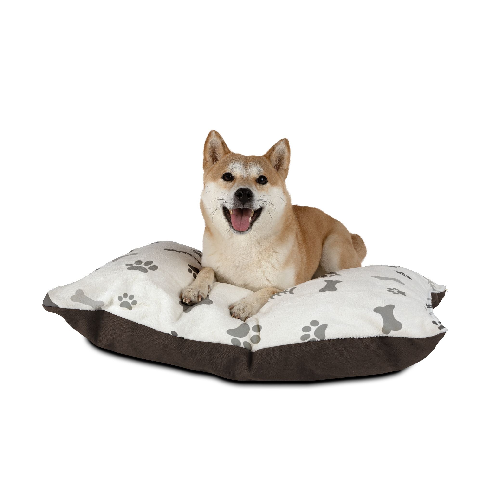 Plush Paw Print Pet Bed — Soft Cozy Cushion for Dogs & Cats