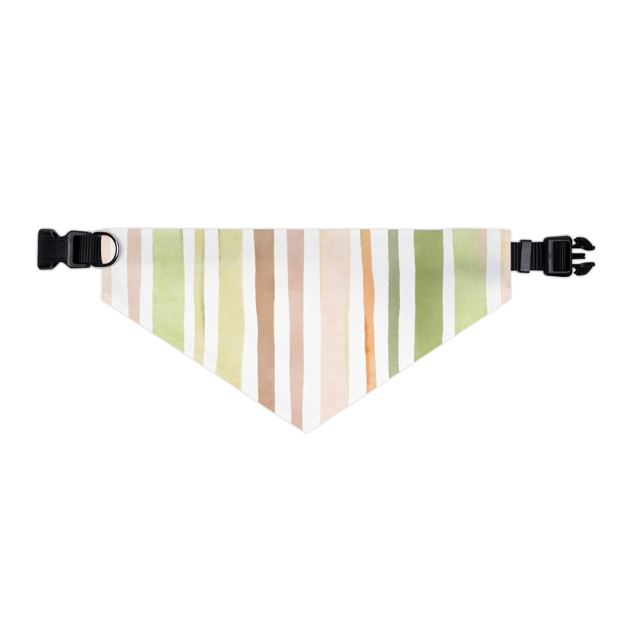 Striped Pastel Pet Bandana Collar – Green & Peach Dog Scarf