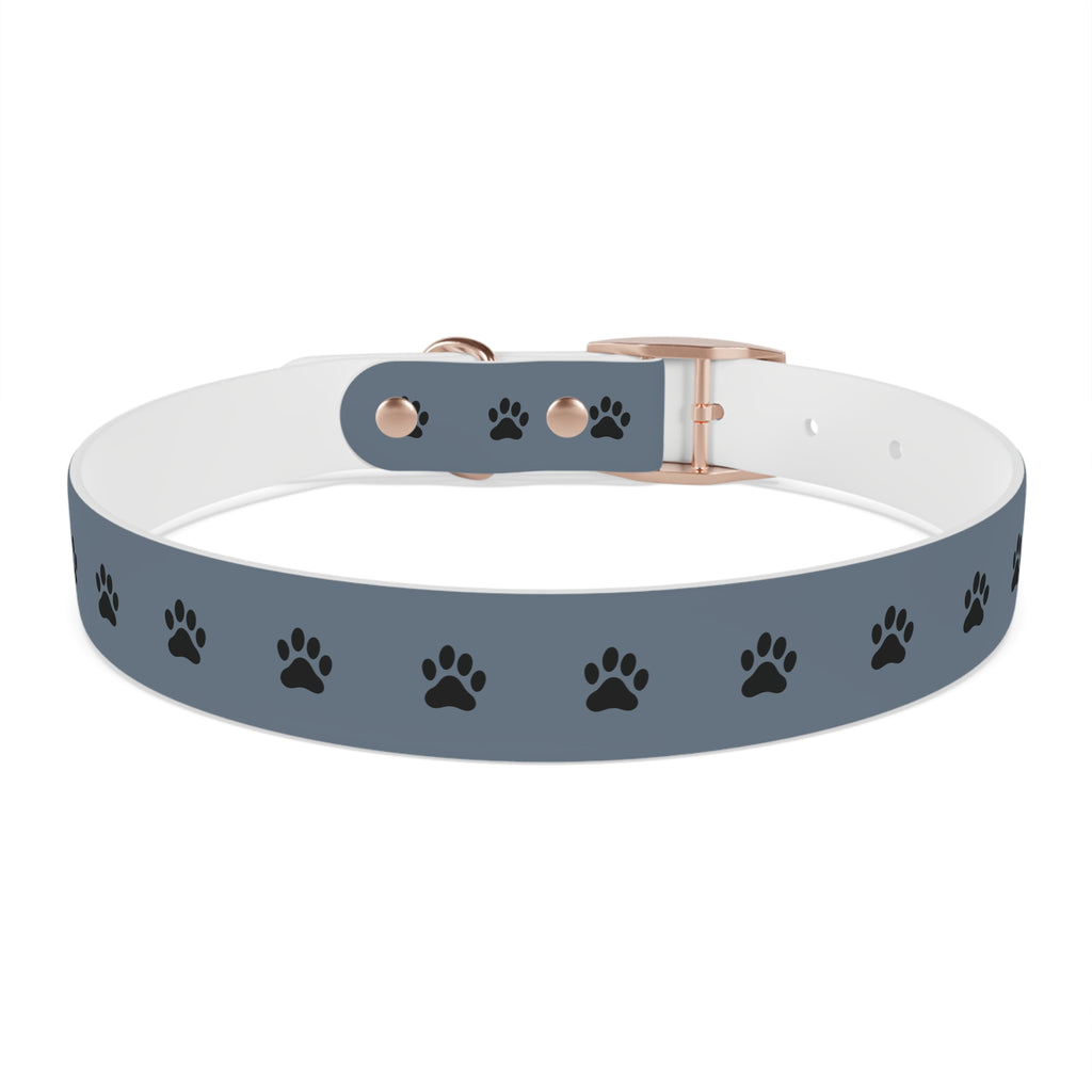 Blue Paw Print Dog Collar — Durable Adjustable Pet Collar for Everyday Wear
