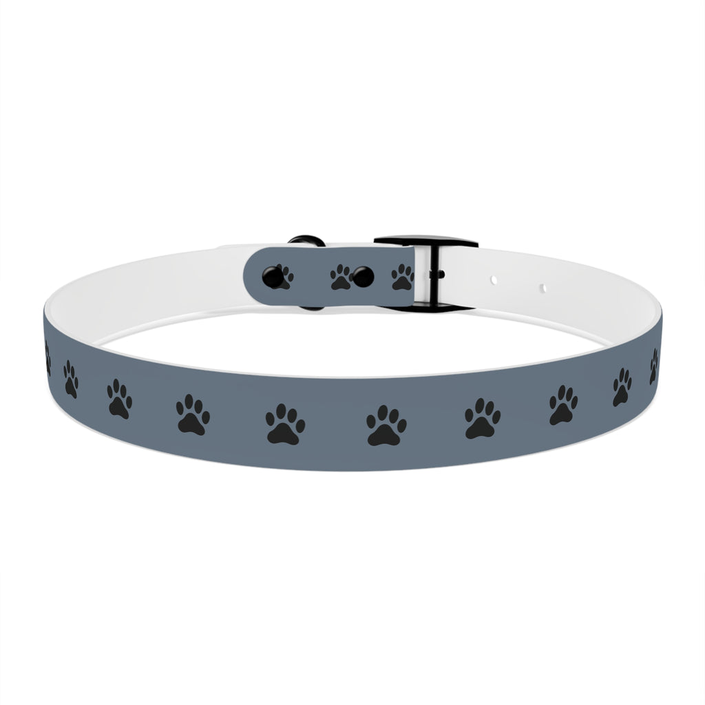Blue Paw Print Dog Collar — Durable Adjustable Pet Collar for Everyday Wear