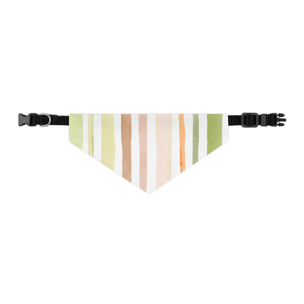 Striped Pastel Pet Bandana Collar – Green & Peach Dog Scarf
