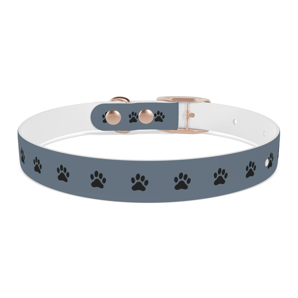 Blue Paw Print Dog Collar — Durable Adjustable Pet Collar for Everyday Wear