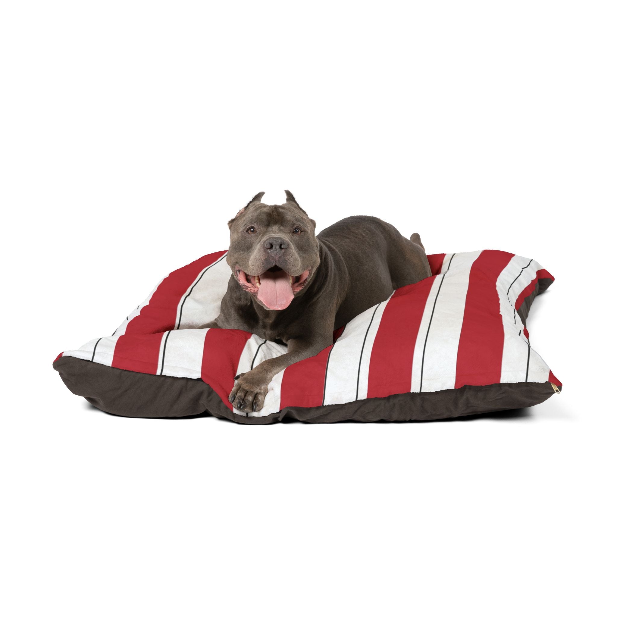 Red & White Striped Pet Bed - Cozy Nautical Dog & Cat Cushion