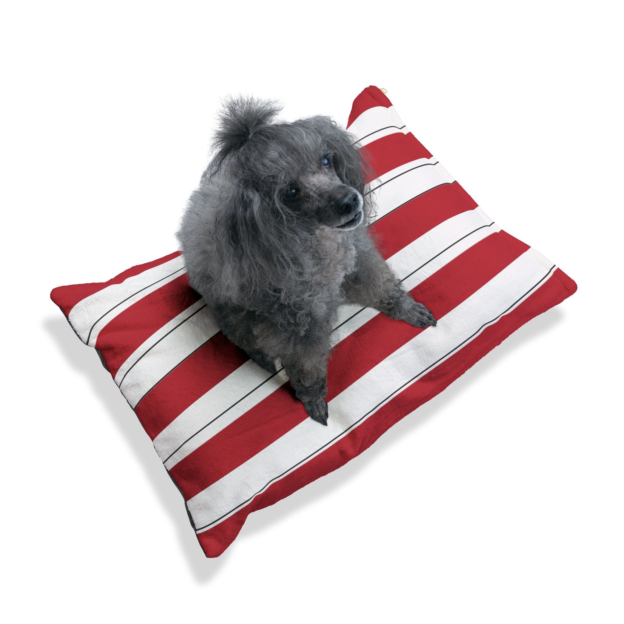 Red & White Striped Pet Bed - Cozy Nautical Dog & Cat Cushion