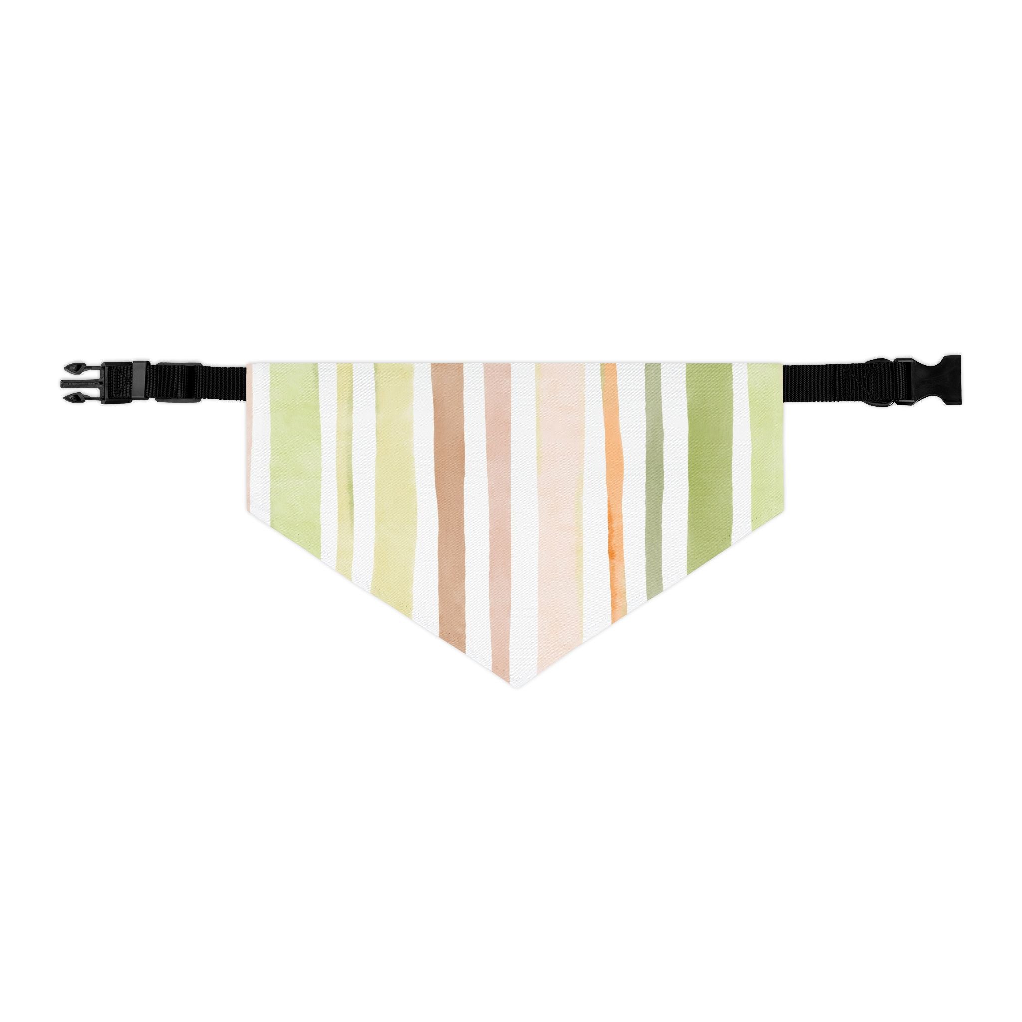 Striped Pastel Pet Bandana Collar – Green & Peach Dog Scarf