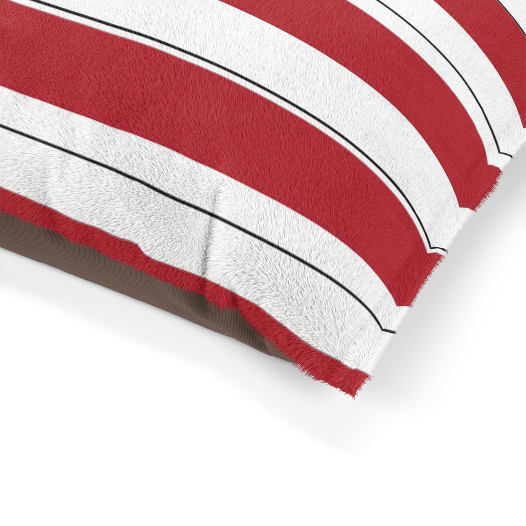 Red & White Striped Pet Bed - Cozy Nautical Dog & Cat Cushion