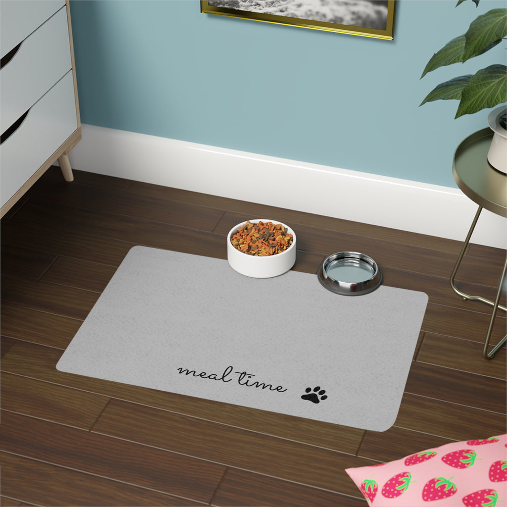 Pet Food Mat — 'meal time' Paw Print Feeding Mat (12x18)