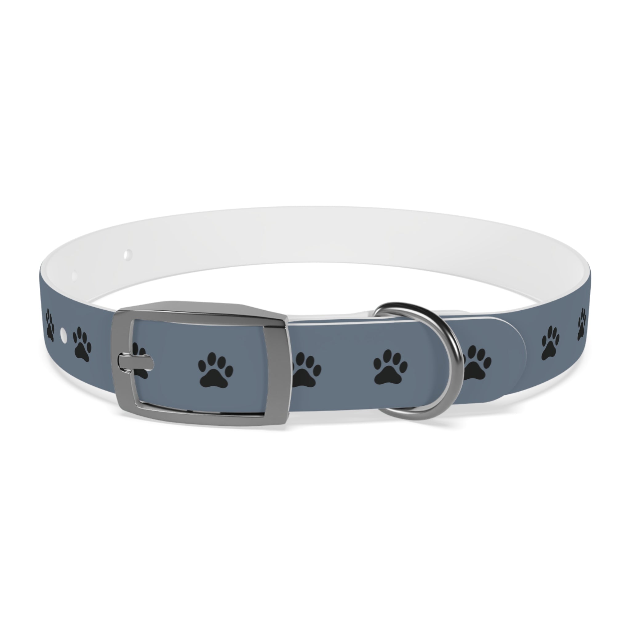 Blue Paw Print Dog Collar — Durable Adjustable Pet Collar for Everyday Wear