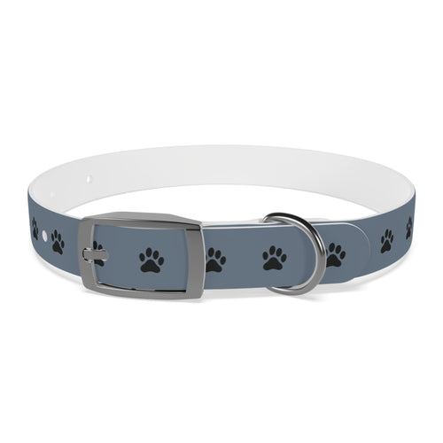 Blue Paw Print Dog Collar — Durable Adjustable Pet Collar for Everyday Wear