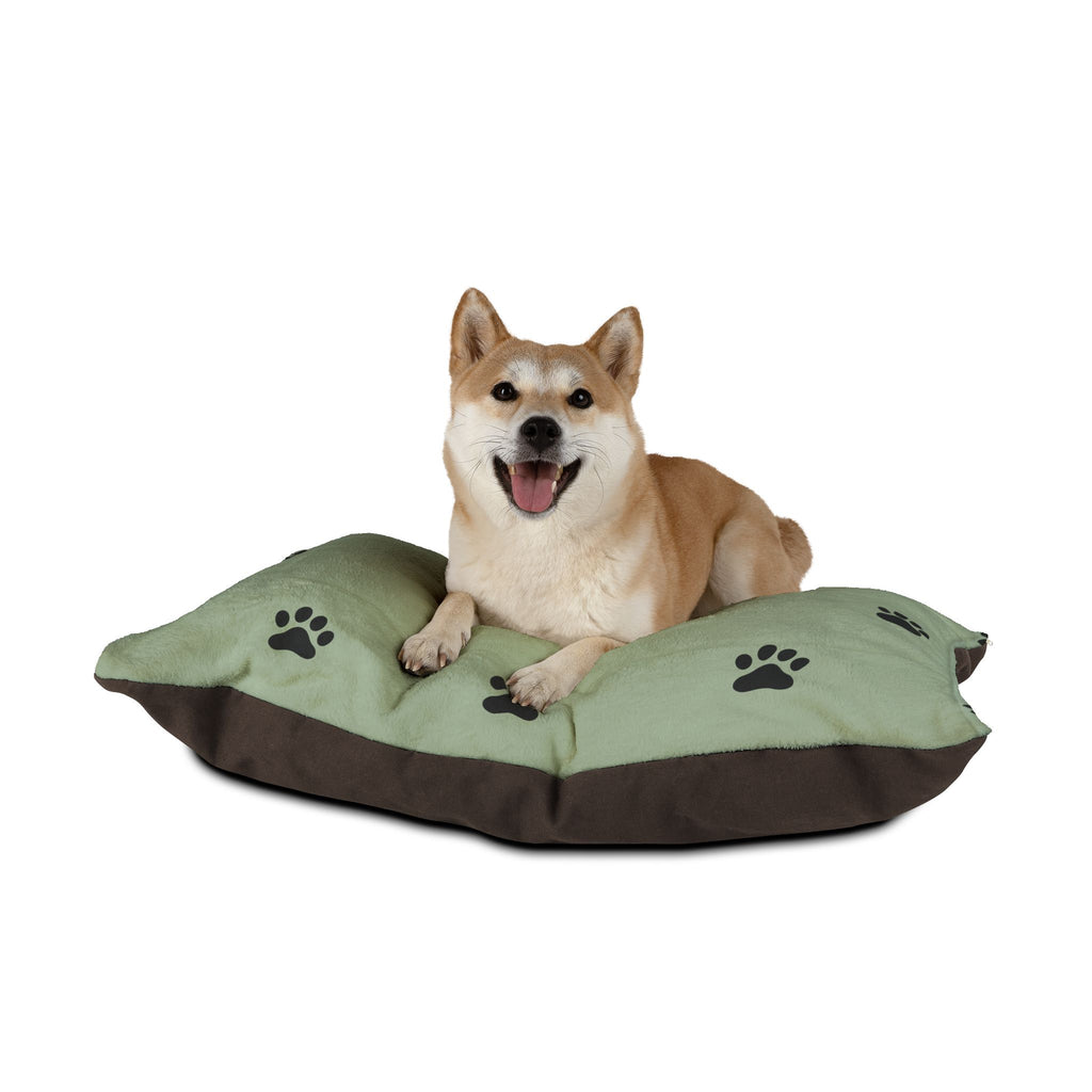 Pawprint Plush Pet Bed — Soft Plush Dog & Cat Cushion