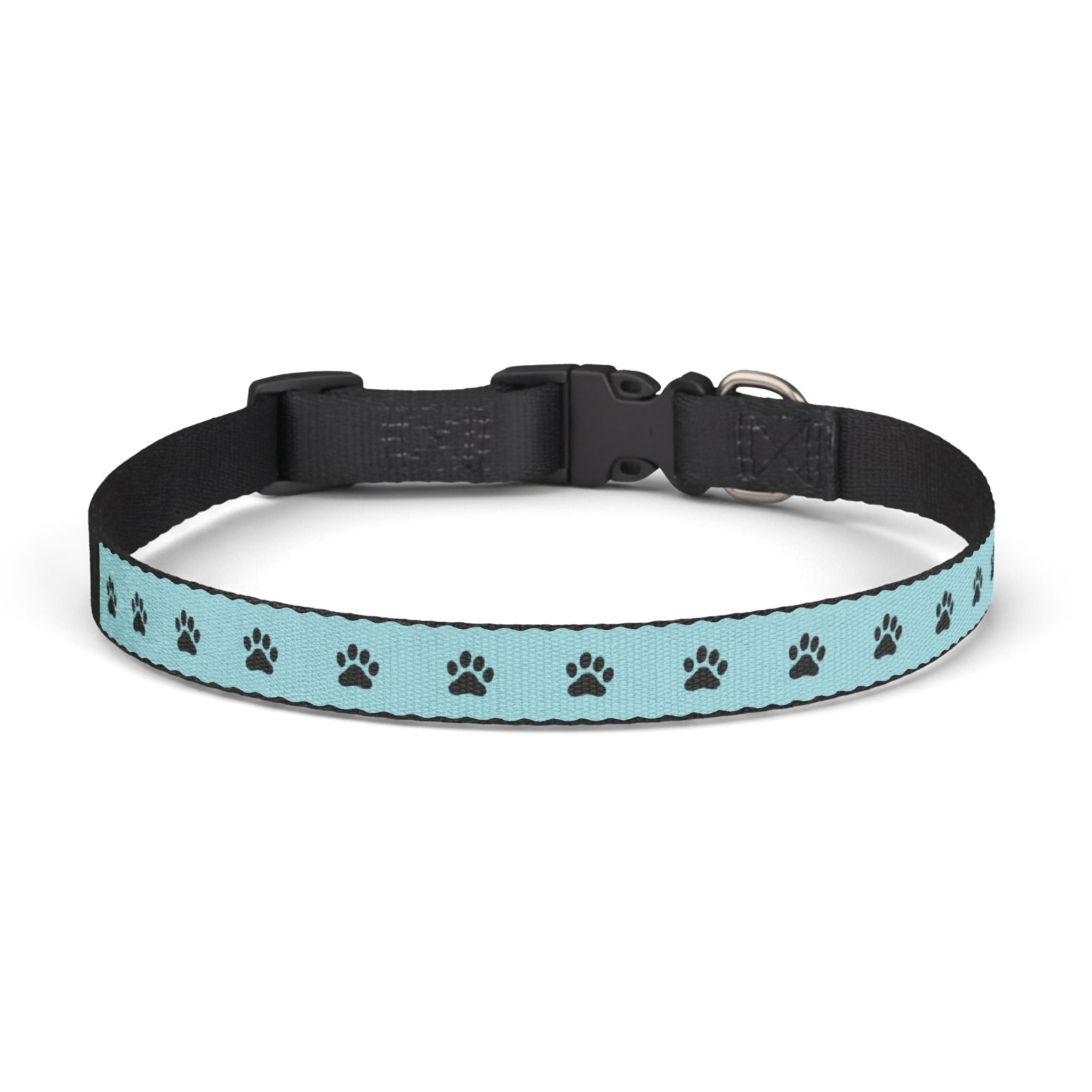 Aqua Paw Print Clip-On Pet Collar — Lightweight Adjustable Dog & Cat Collar
