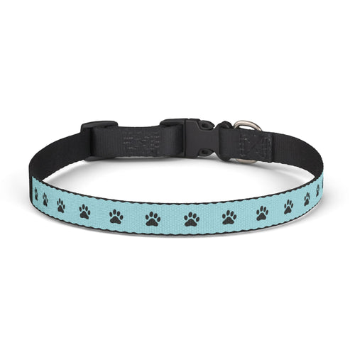 Aqua Paw Print Clip-On Pet Collar — Lightweight Adjustable Dog & Cat Collar