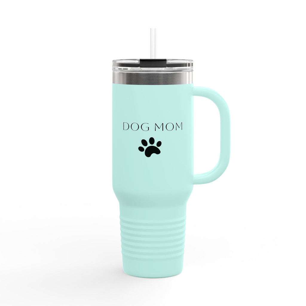 Dog Mom 40oz Insulated Travel Mug — Large Stainless Tumbler with Straw & Handle
