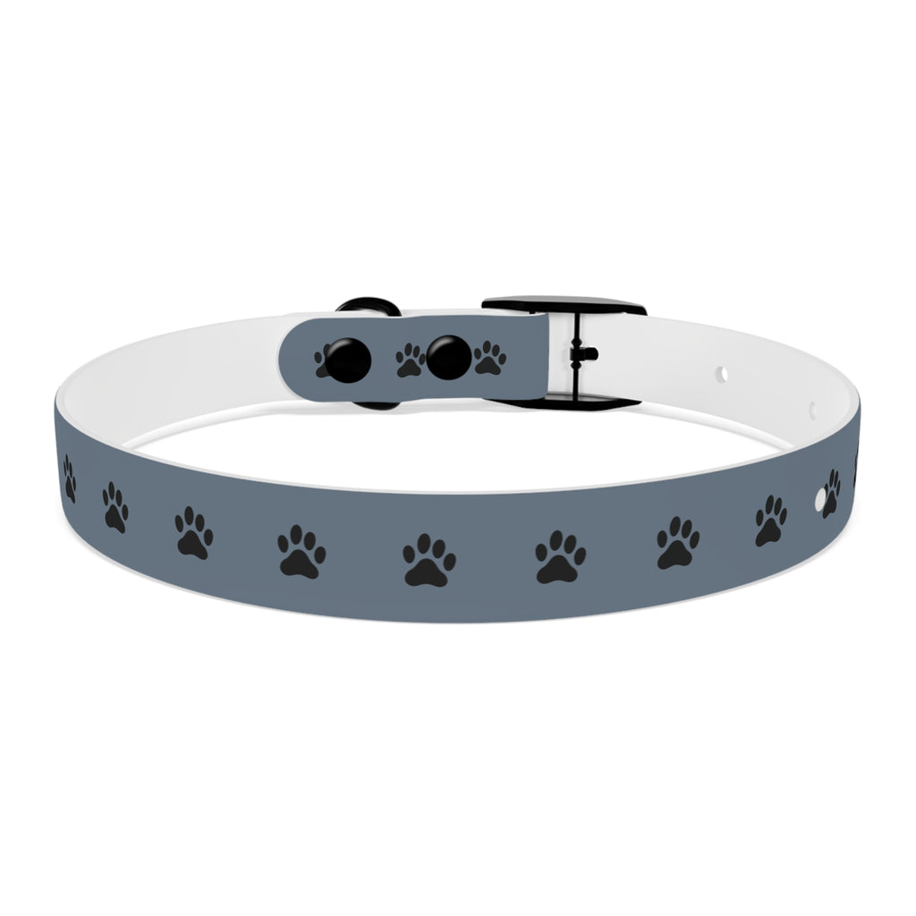 Blue Paw Print Dog Collar — Durable Adjustable Pet Collar for Everyday Wear
