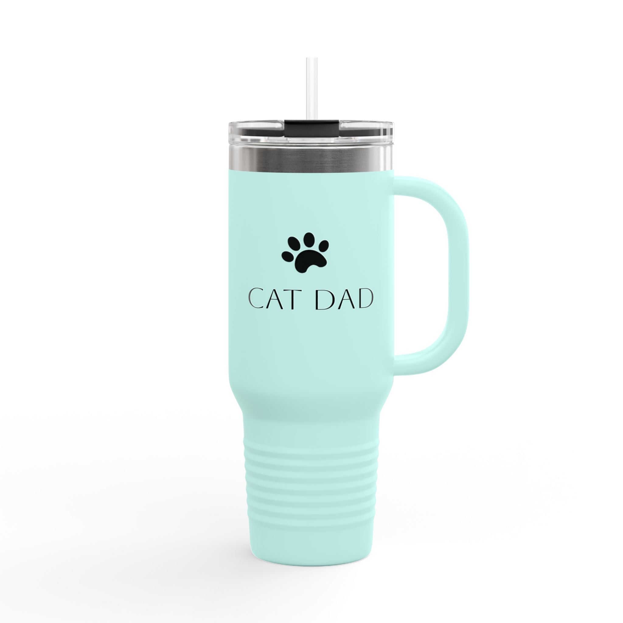 Cat Dad 40oz Insulated Travel Mug – Stainless Tumbler with Straw & Handle