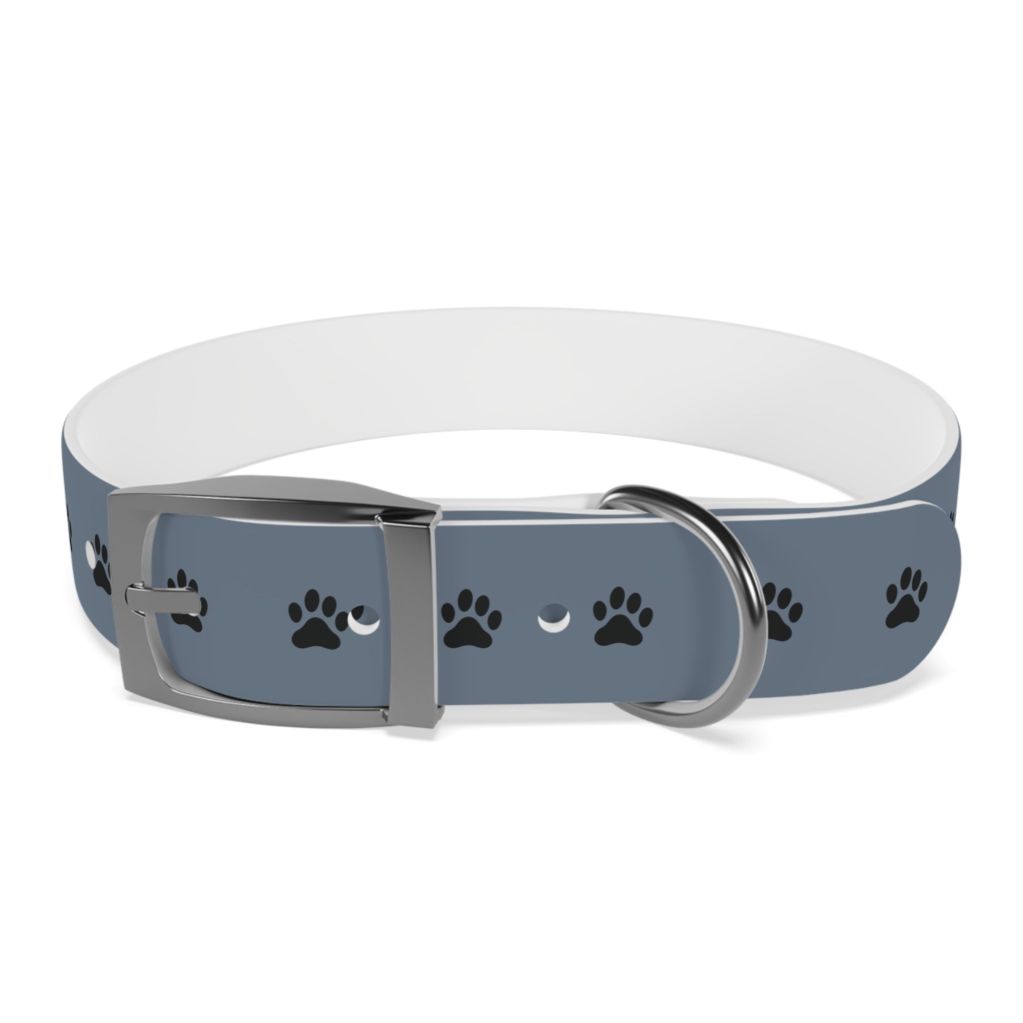 Blue Paw Print Dog Collar — Durable Adjustable Pet Collar for Everyday Wear