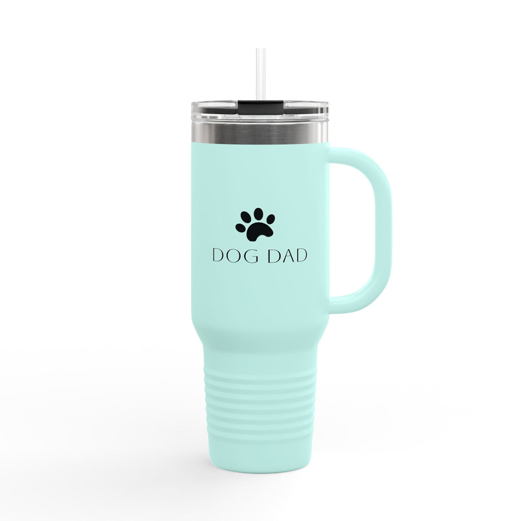 Dog Dad 40oz Insulated Travel Mug – Stainless Steel Tumbler with Straw & Handle