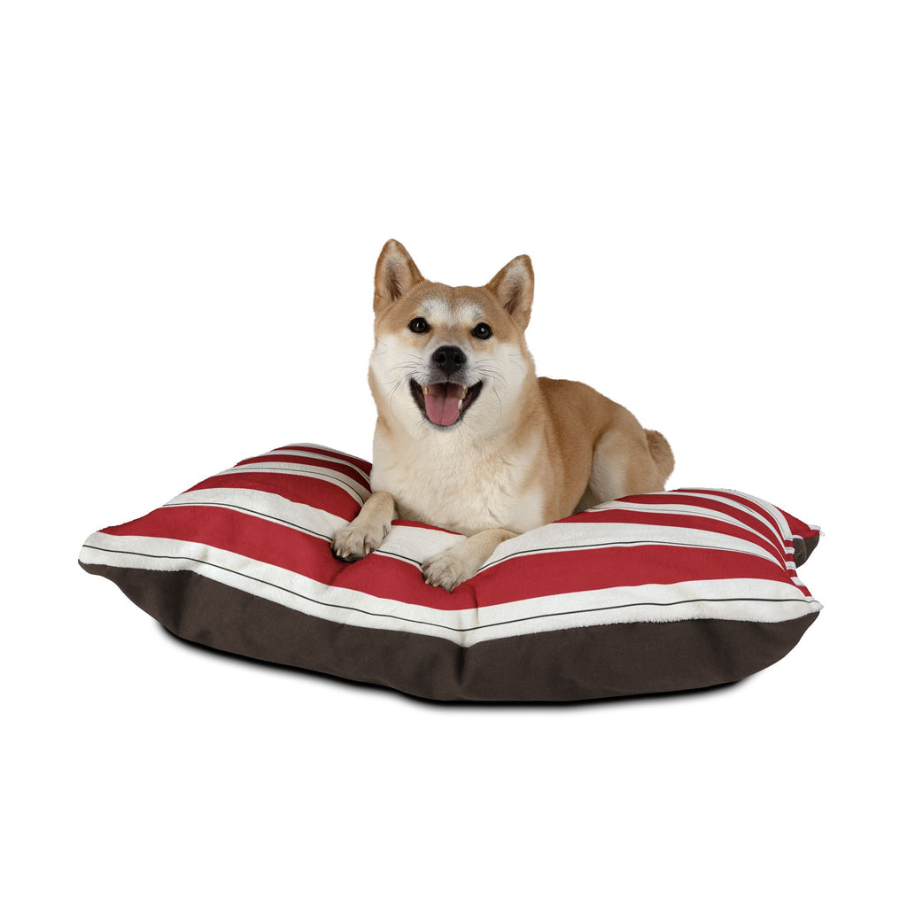 Red & White Striped Pet Bed - Cozy Nautical Dog & Cat Cushion