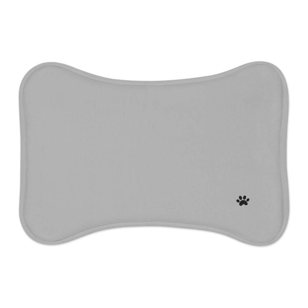 Gray Dog Bone Feeding Mat with Paw Print — Non-Slip Pet Bowl Placemat