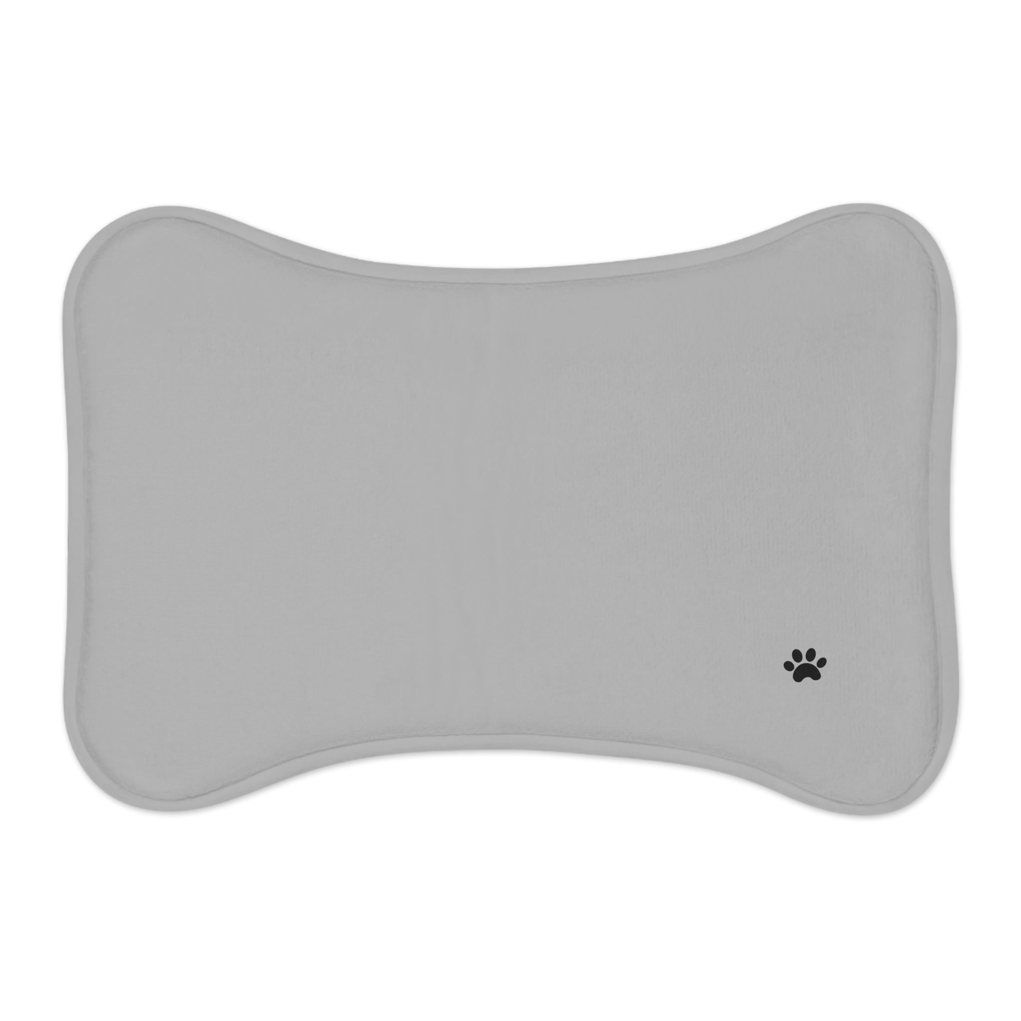 Gray Dog Bone Feeding Mat with Paw Print — Non-Slip Pet Bowl Placemat