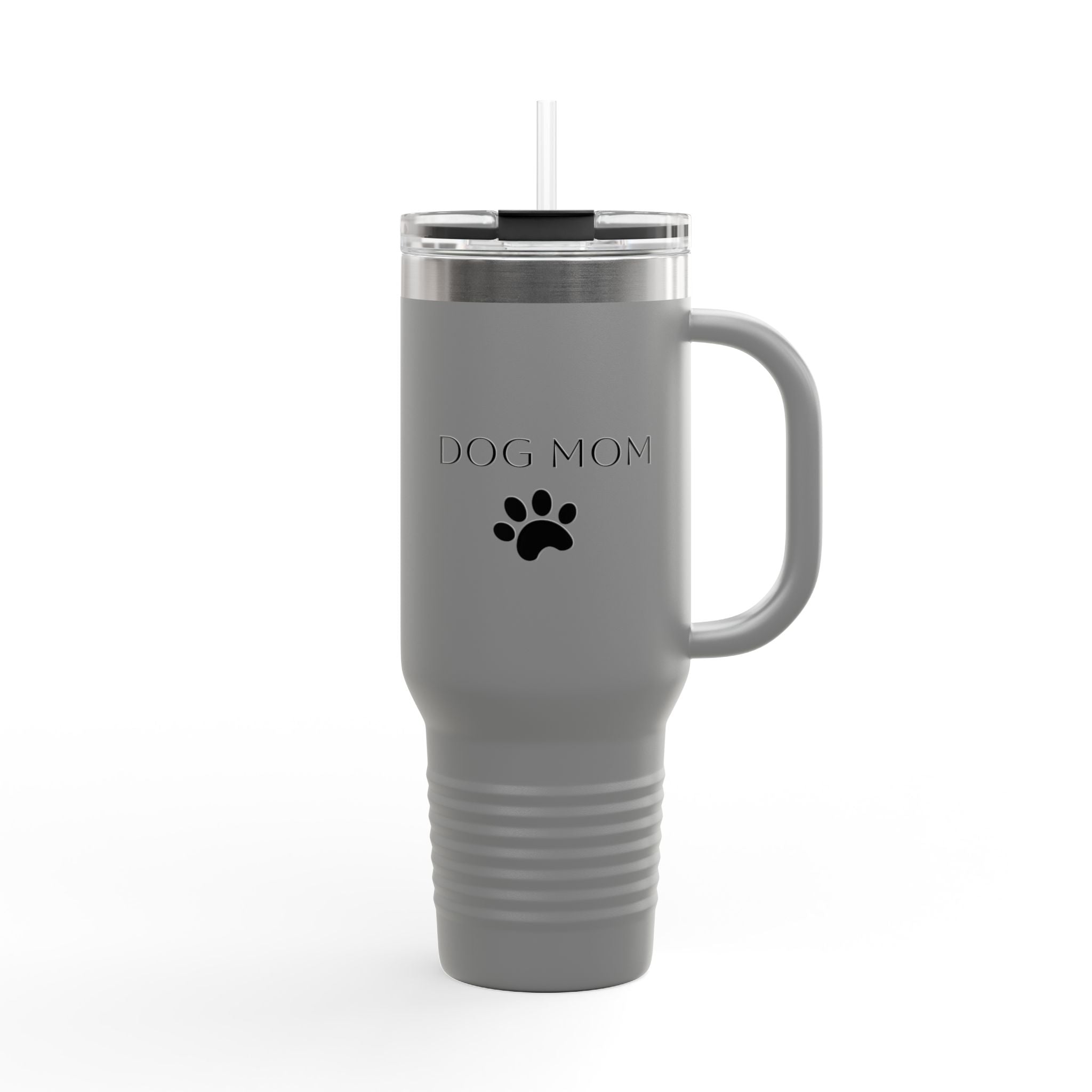 Dog Mom 40oz Insulated Travel Mug — Large Stainless Tumbler with Straw & Handle