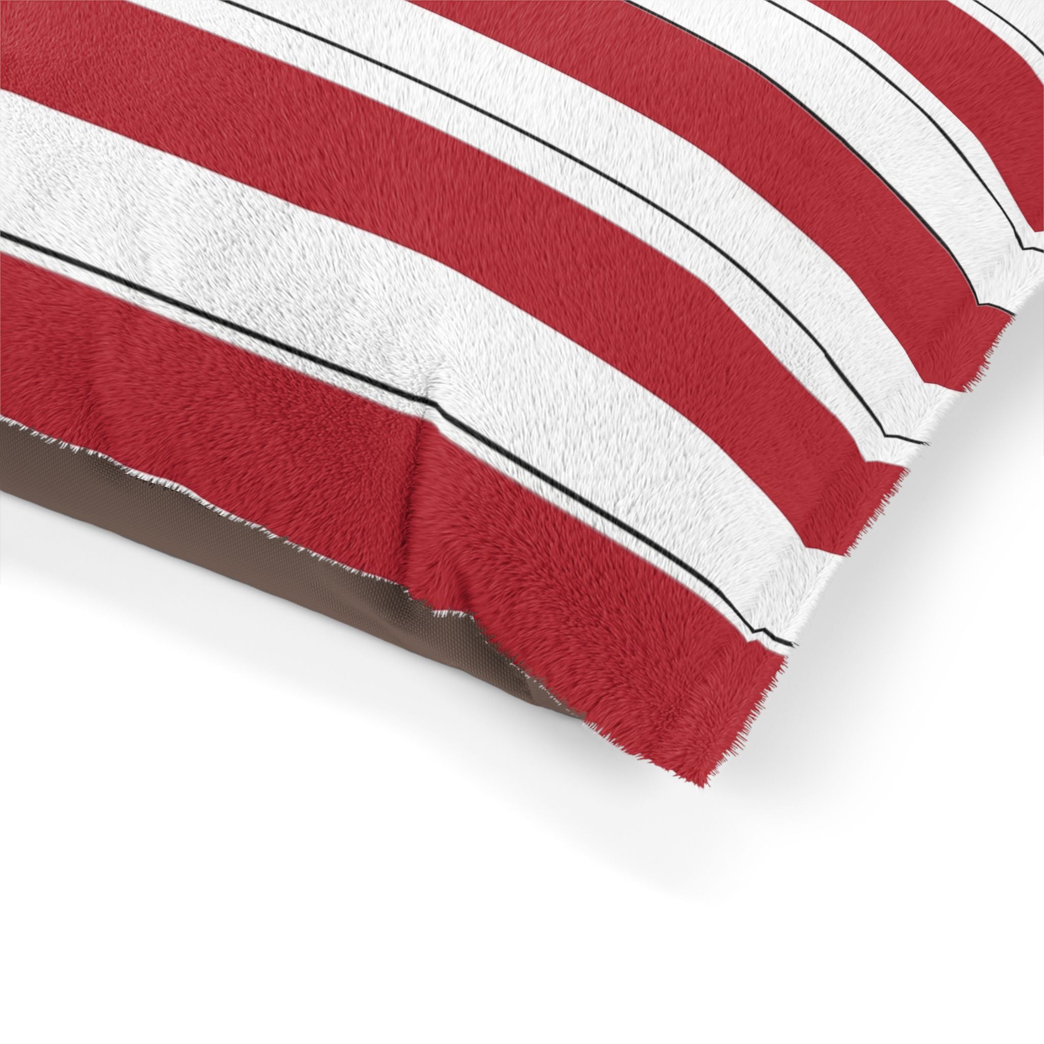 Red & White Striped Pet Bed - Cozy Nautical Dog & Cat Cushion