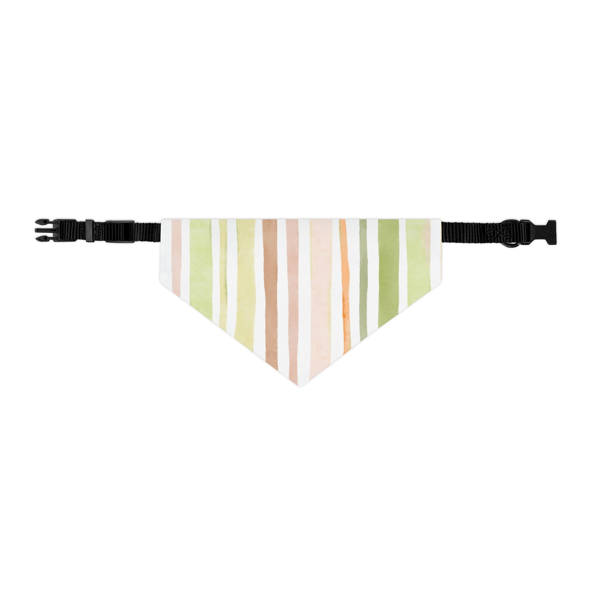 Striped Pastel Pet Bandana Collar – Green & Peach Dog Scarf