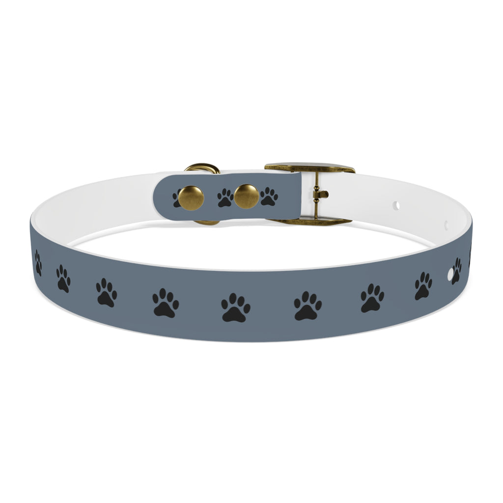Blue Paw Print Dog Collar — Durable Adjustable Pet Collar for Everyday Wear