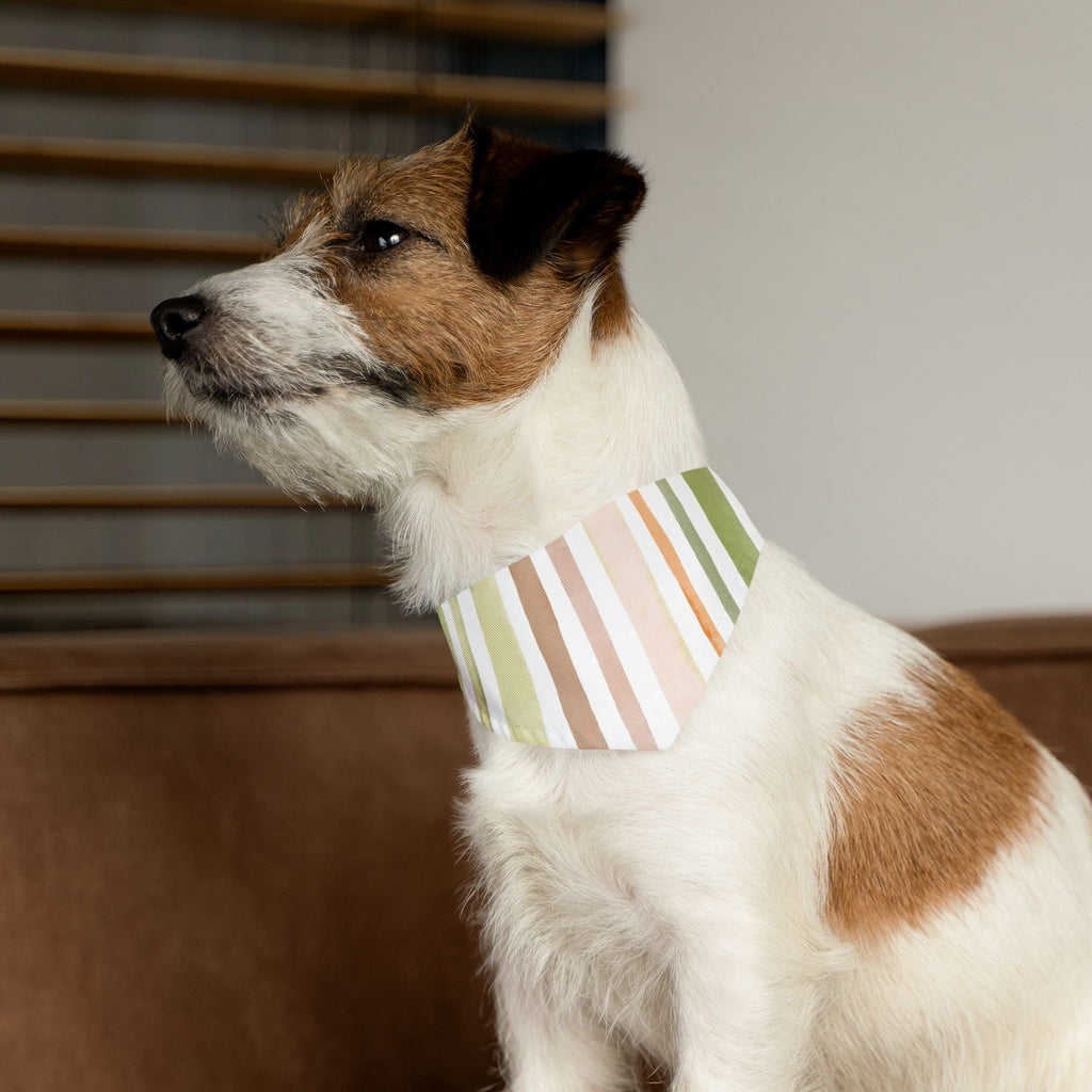 Striped Pastel Pet Bandana Collar – Green & Peach Dog Scarf