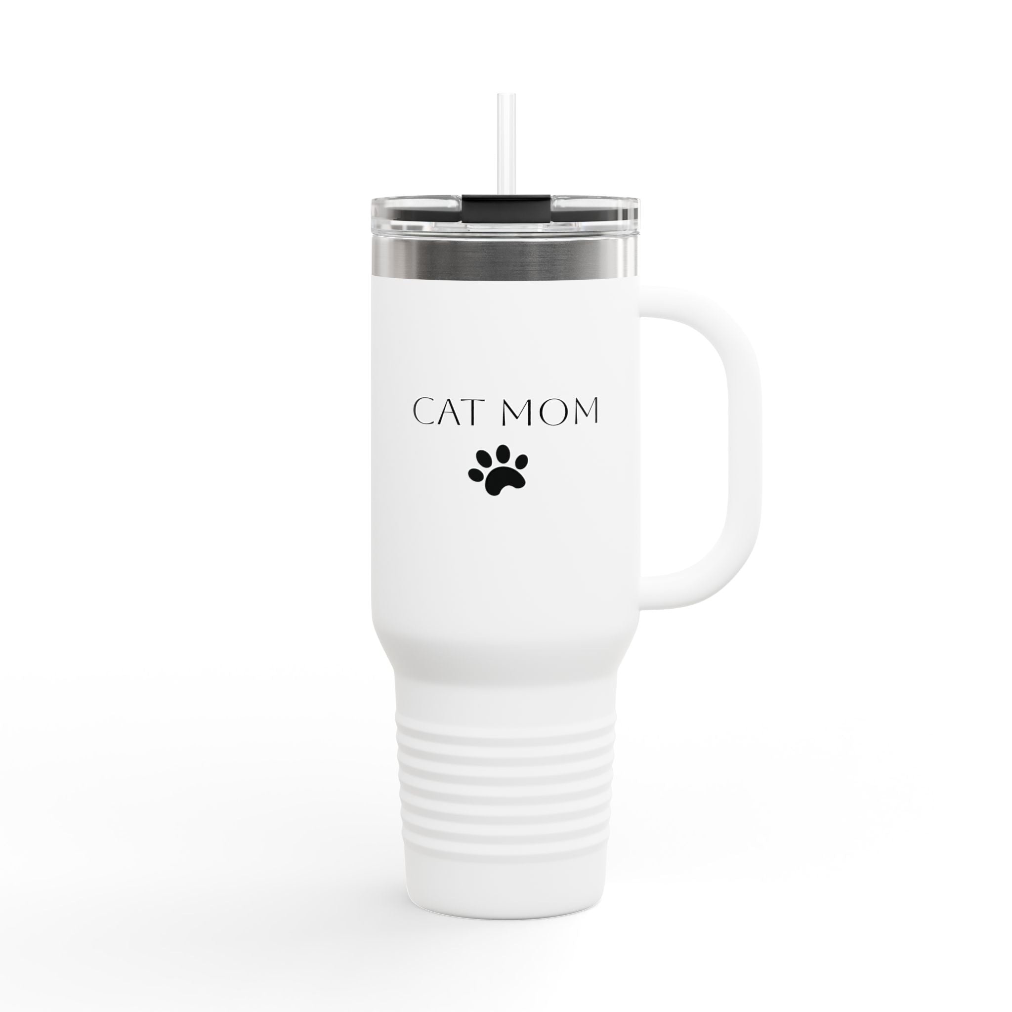 Cat Mom 40oz Insulated Travel Mug – Stainless Steel Tumbler with Lid & Straw