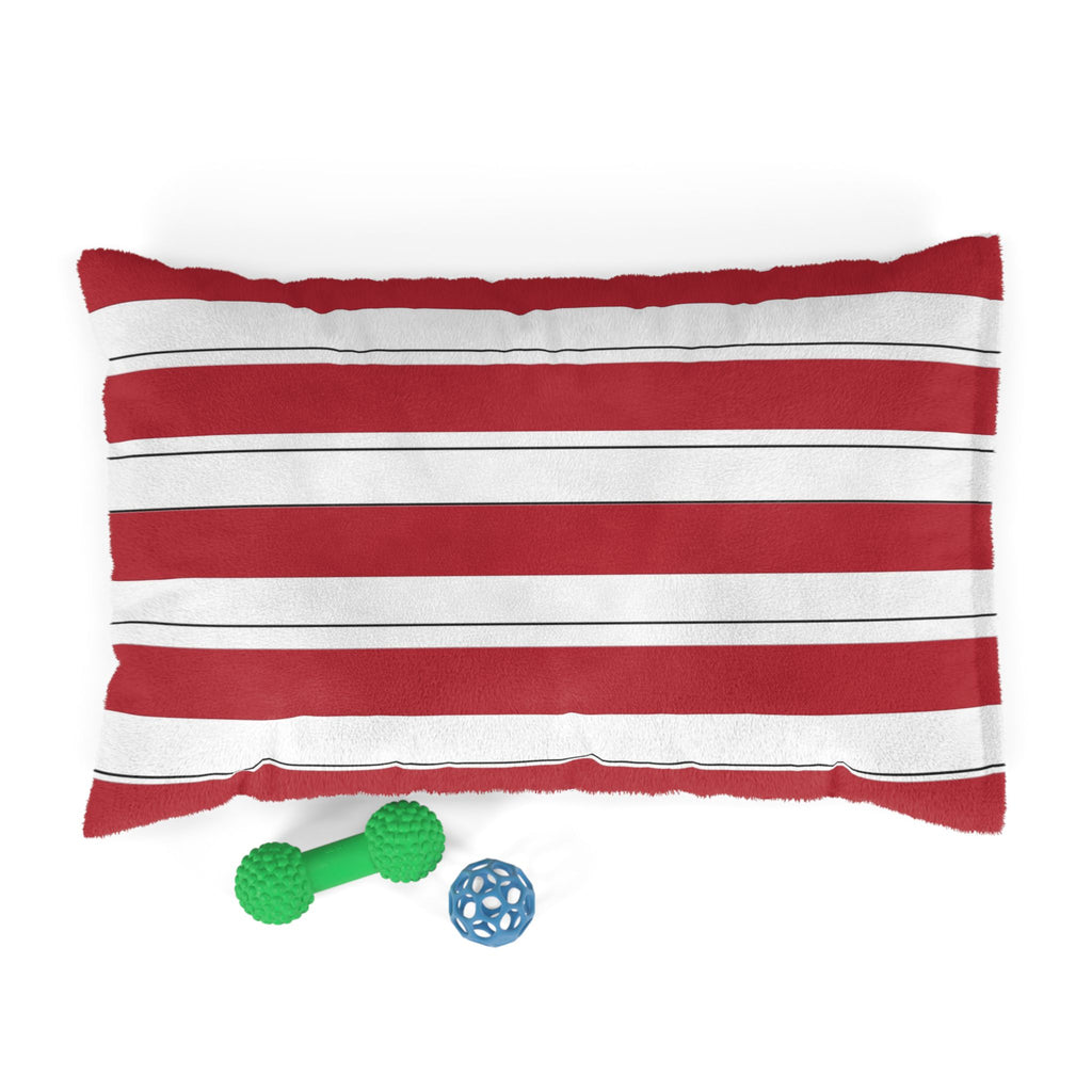 Red & White Striped Pet Bed - Cozy Nautical Dog & Cat Cushion