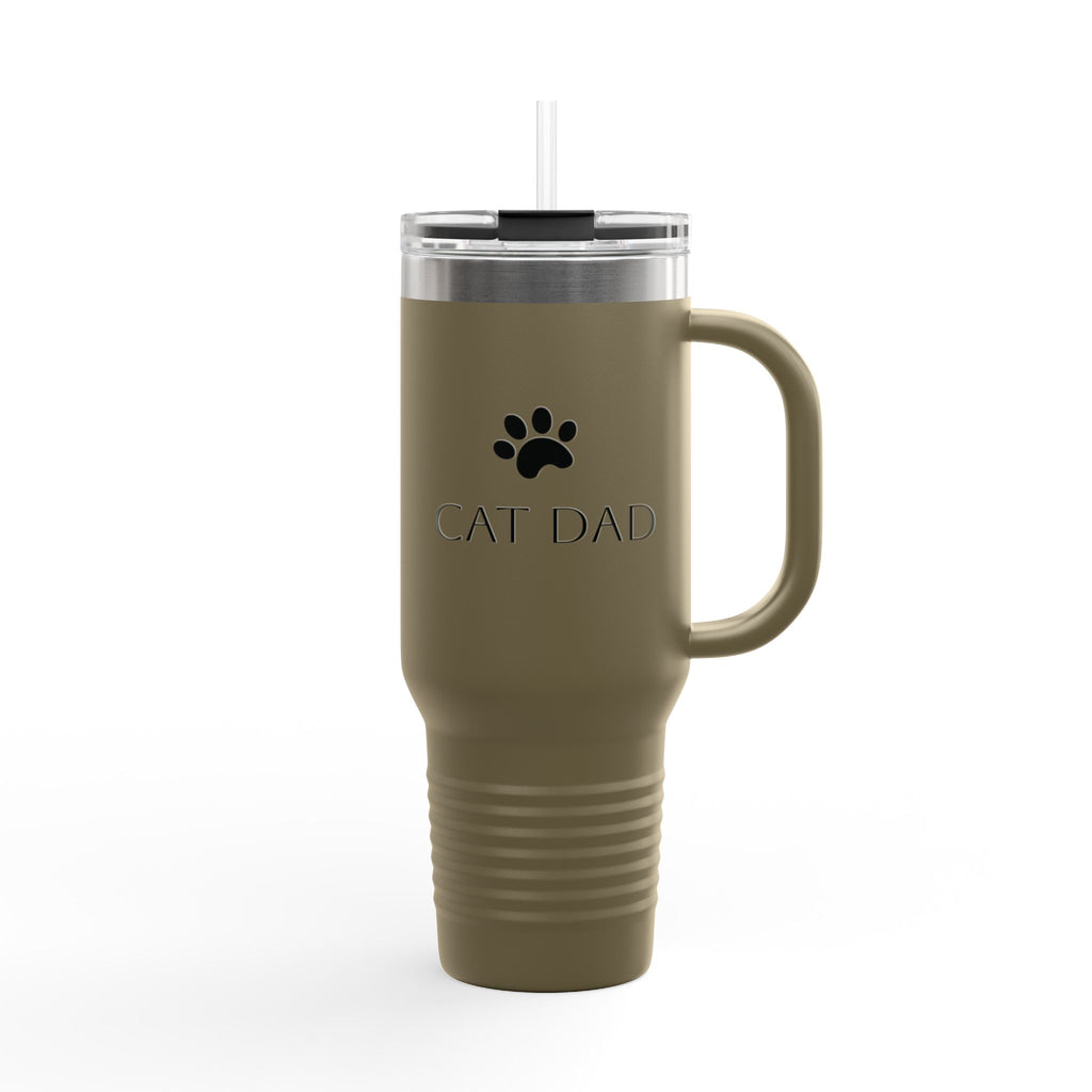 Cat Dad 40oz Insulated Travel Mug – Stainless Tumbler with Straw & Handle