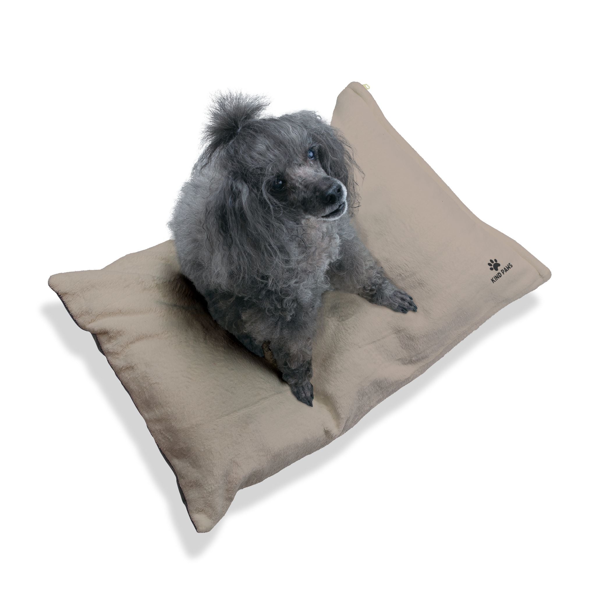 Cozy Plush Pet Bed — Soft Sherpa Cushion with 'Kind Paws' Paw-Print Accent