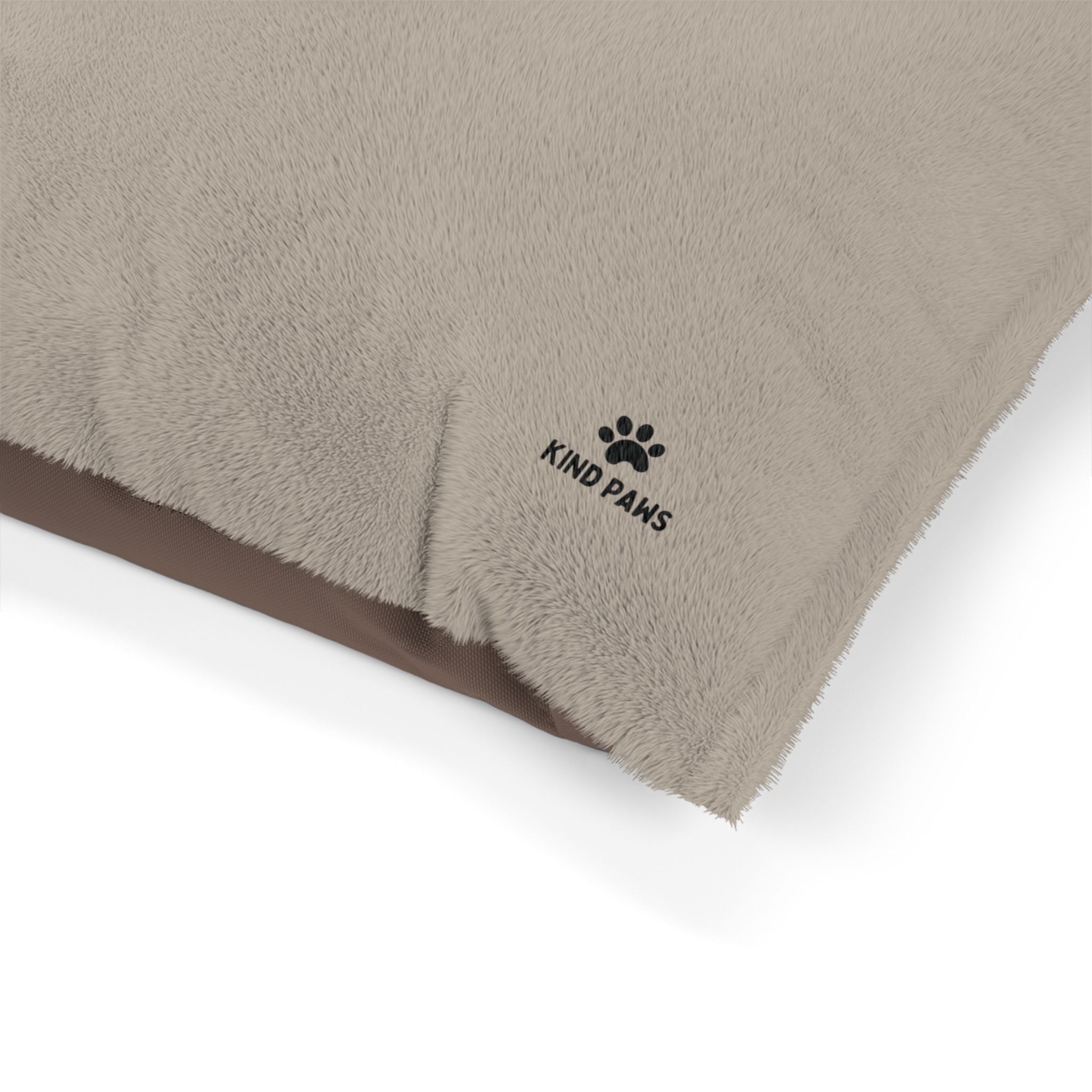 Cozy Plush Pet Bed — Soft Sherpa Cushion with 'Kind Paws' Paw-Print Accent