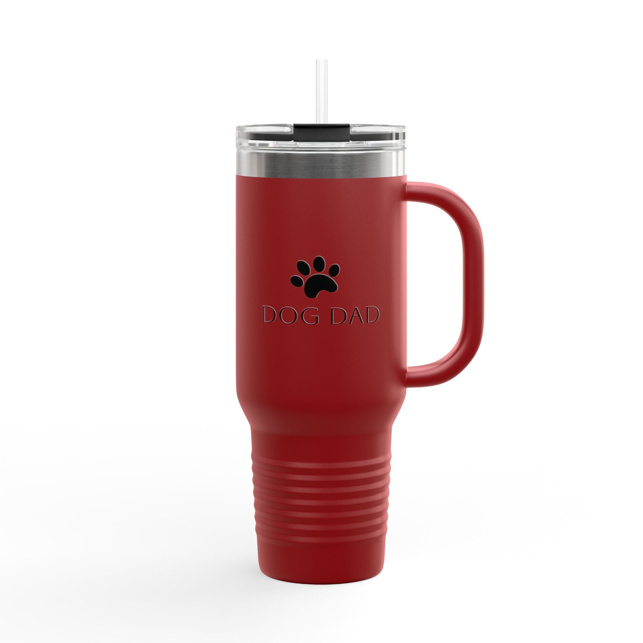 Dog Dad 40oz Insulated Travel Mug – Stainless Steel Tumbler with Straw & Handle