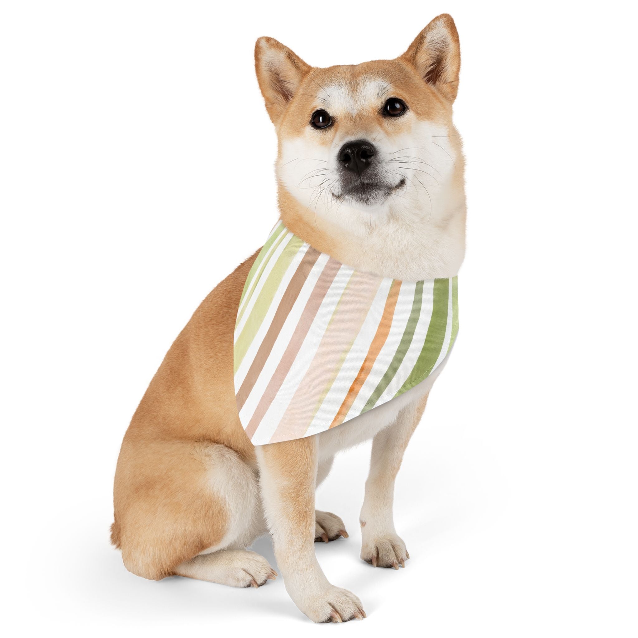 Striped Pastel Pet Bandana Collar – Green & Peach Dog Scarf