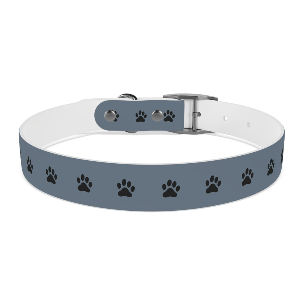 Blue Paw Print Dog Collar — Durable Adjustable Pet Collar for Everyday Wear