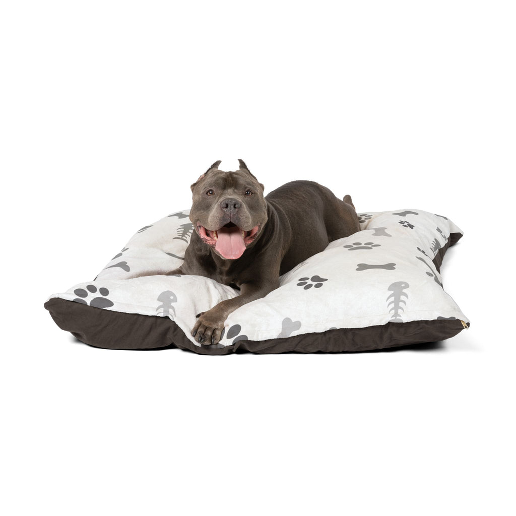 Plush Paw Print Pet Bed — Soft Cozy Cushion for Dogs & Cats