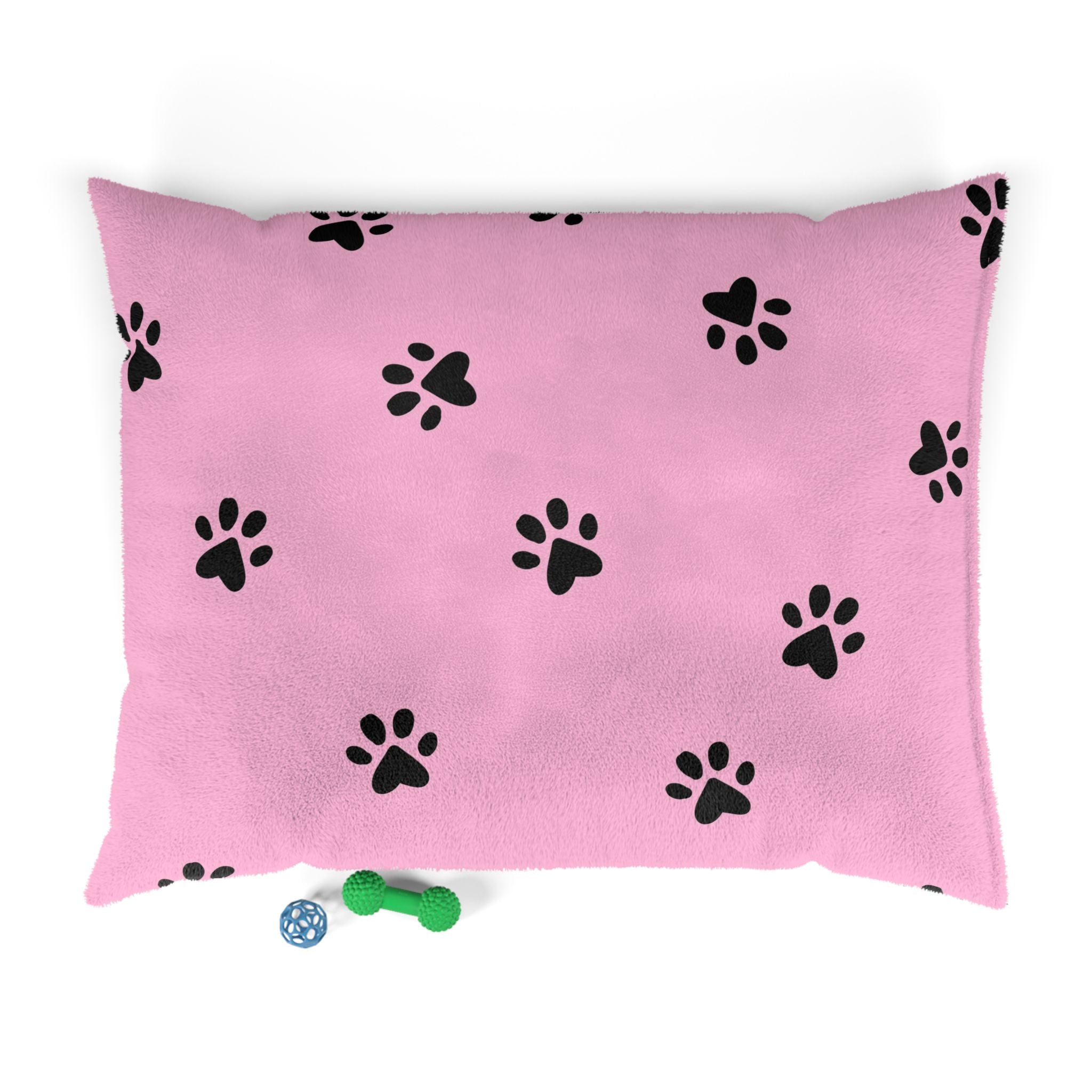 Pink Paw Print Pet Bed - Plush Dog & Cat Cushion
