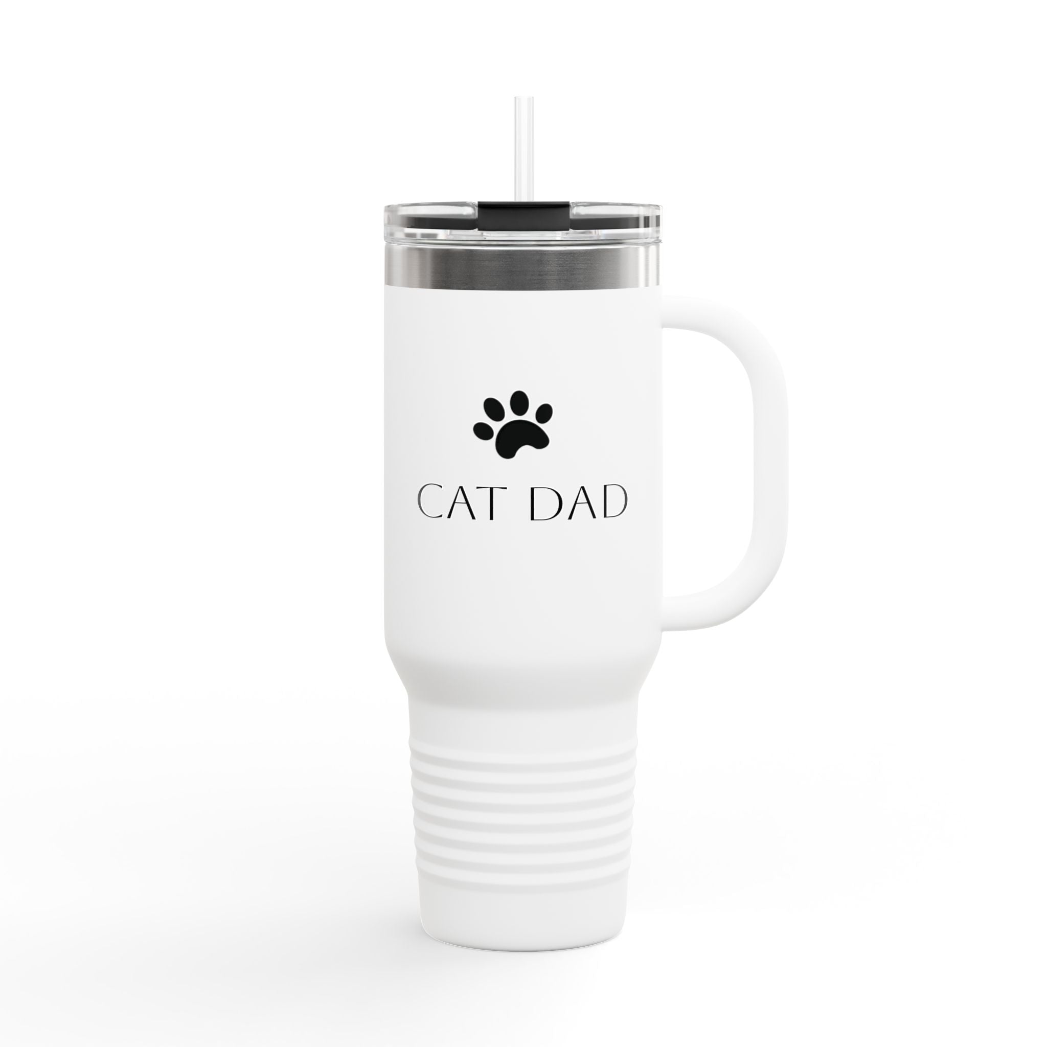 Cat Dad 40oz Insulated Travel Mug – Stainless Tumbler with Straw & Handle