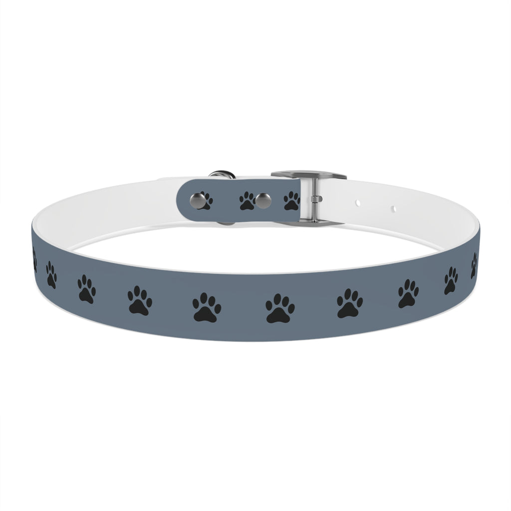 Blue Paw Print Dog Collar — Durable Adjustable Pet Collar for Everyday Wear