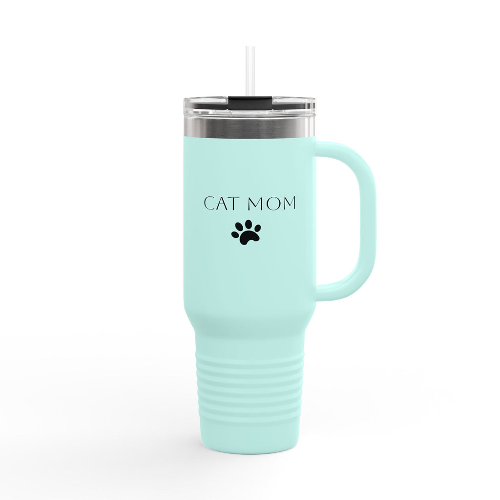 Cat Mom 40oz Insulated Travel Mug – Stainless Steel Tumbler with Lid & Straw