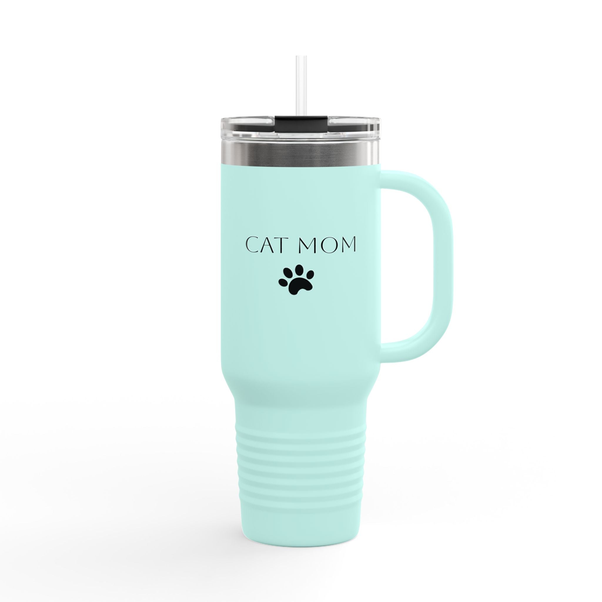 Cat Mom 40oz Insulated Travel Mug – Stainless Steel Tumbler with Lid & Straw