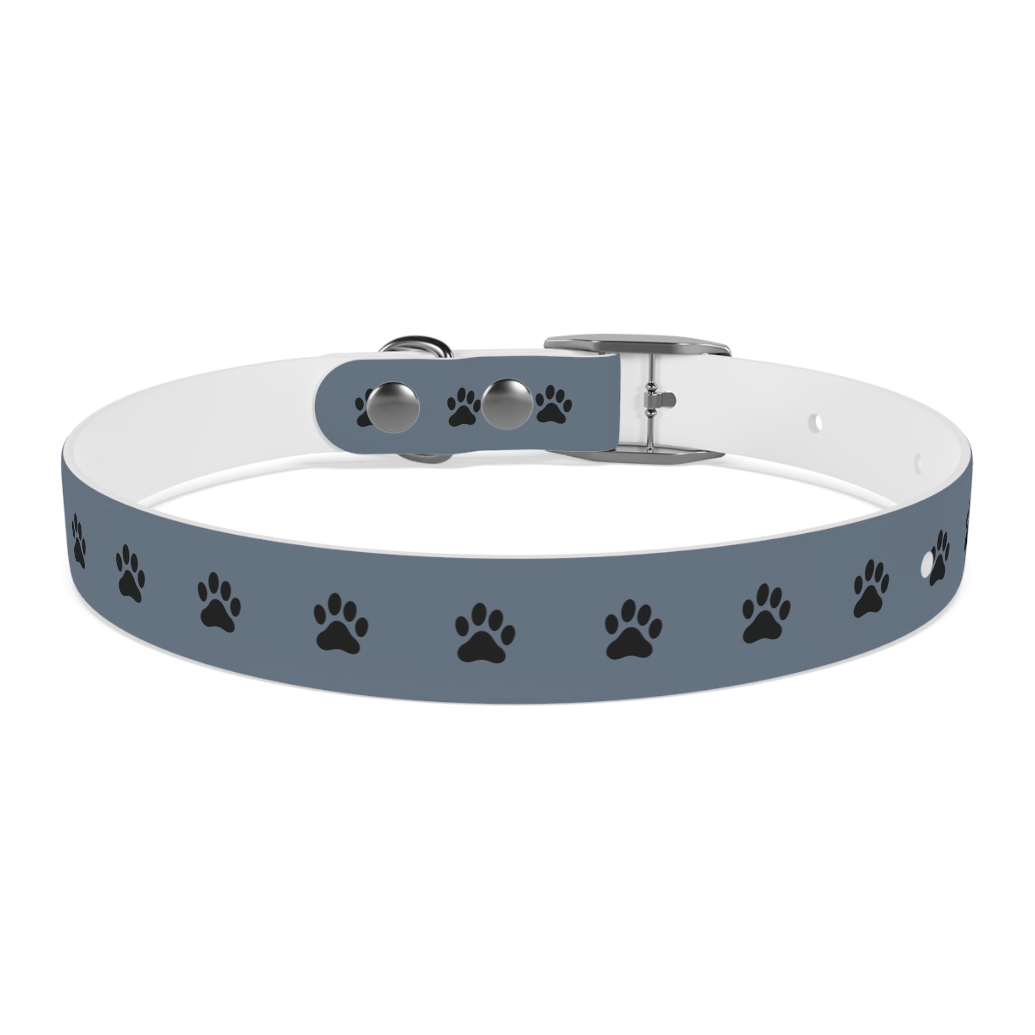 Blue Paw Print Dog Collar — Durable Adjustable Pet Collar for Everyday Wear