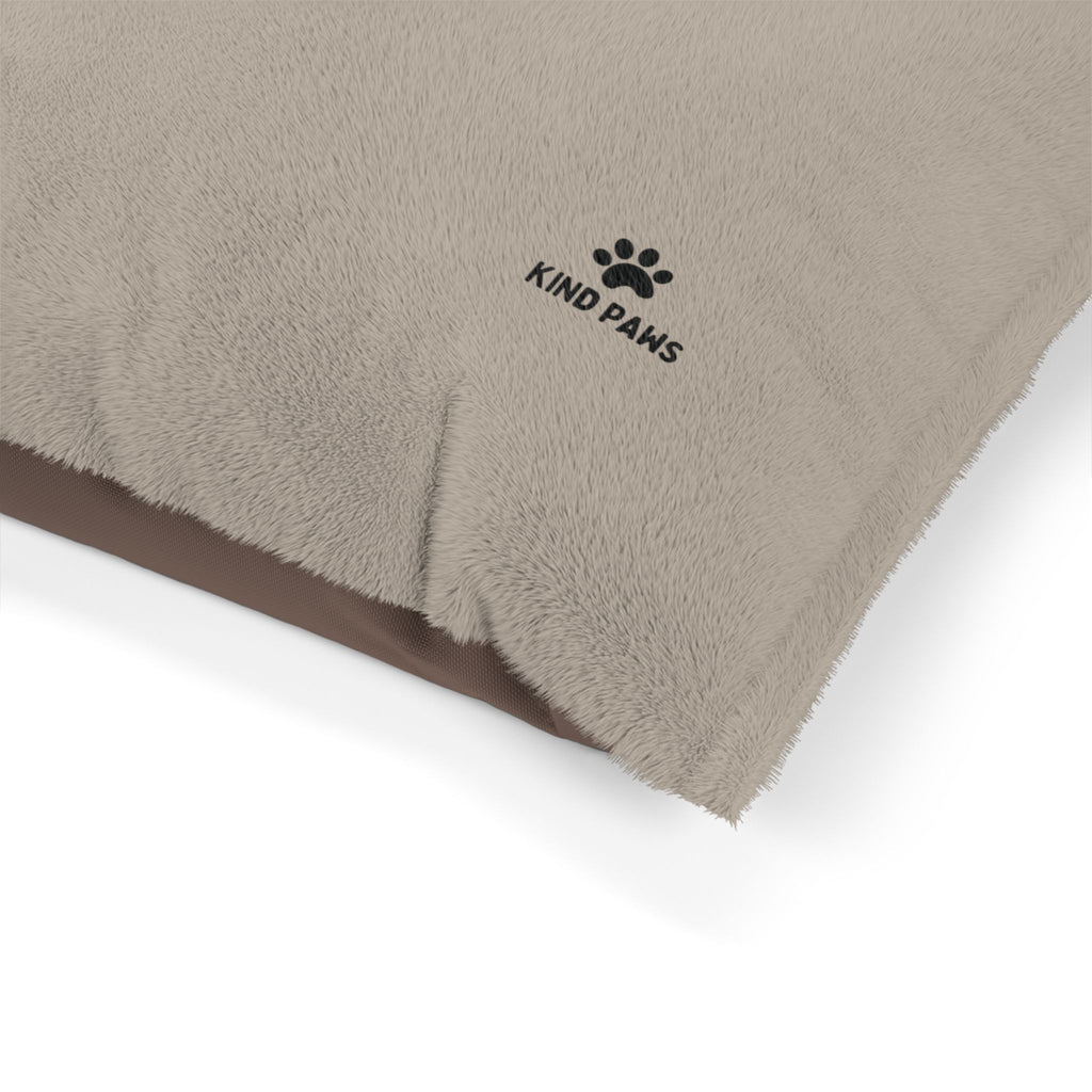 Cozy Plush Pet Bed — Soft Sherpa Cushion with 'Kind Paws' Paw-Print Accent