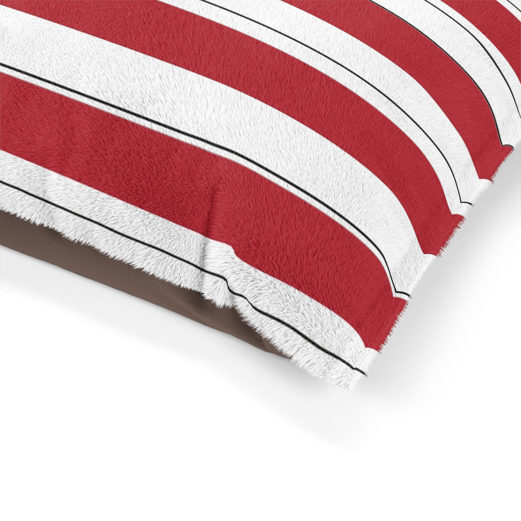Red & White Striped Pet Bed - Cozy Nautical Dog & Cat Cushion