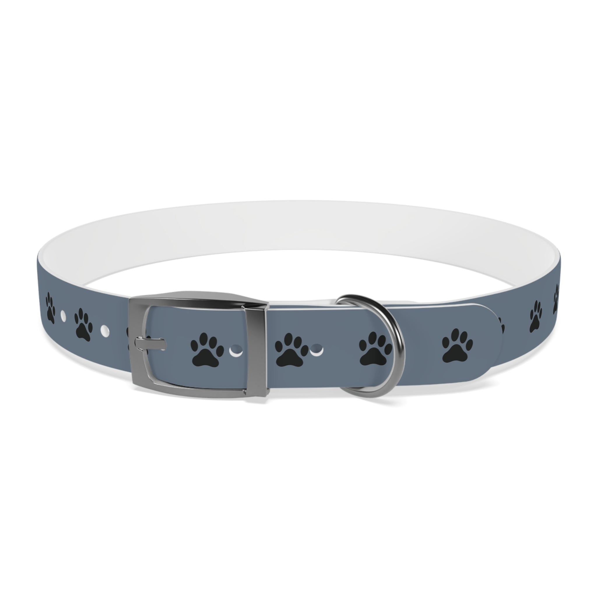 Blue Paw Print Dog Collar — Durable Adjustable Pet Collar for Everyday Wear